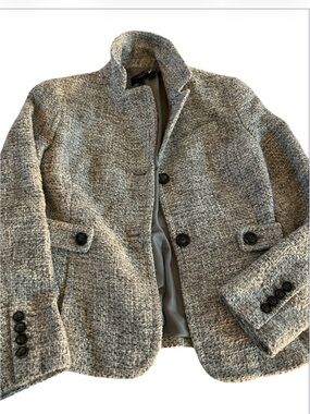 Talbots Gray Tweed Women's Blazer Jacket with a touch of silver threading